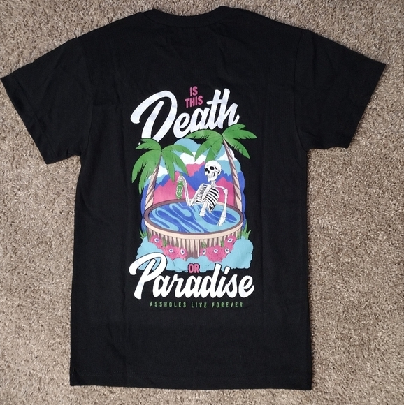 Black Graphic Skeleton Design Tee NWOT - Picture 1 of 9